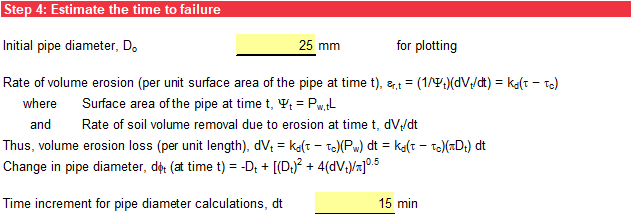 Step 4 of Gross Enlargement worksheet: Time to failure input.